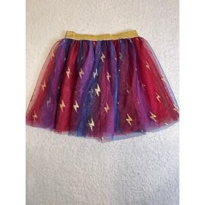 Harry‎ Potter Girls Tulle Tutu Skirt Gold Glitter Lightning Bolts Multi 6/6X